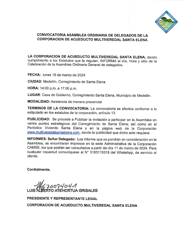 CONVOCATORIA ASAMBLEA ORDINARIA DE DELEGADOS