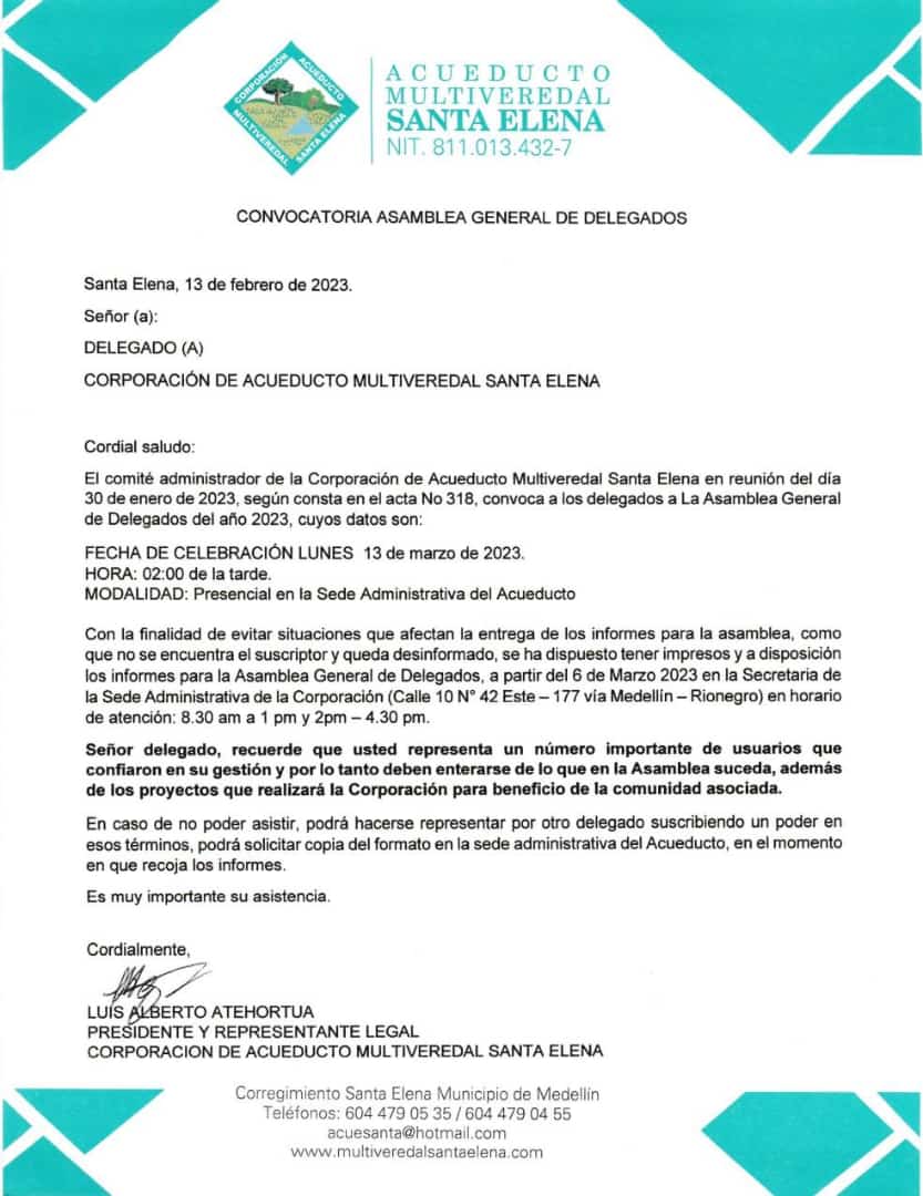 Convocatoria Asamblea General de Delegados